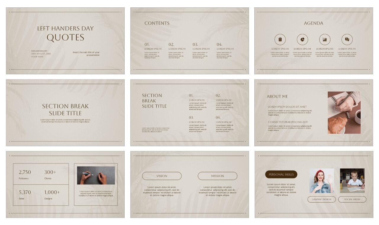 Left Handers Day Quotes Google Slides Themes PowerPoint Templates