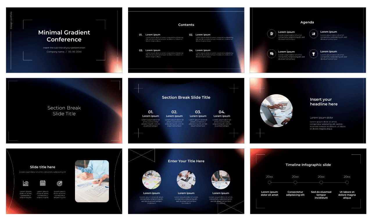 Minimal Gradient Conference Google Slide Themes PowerPoint Templates