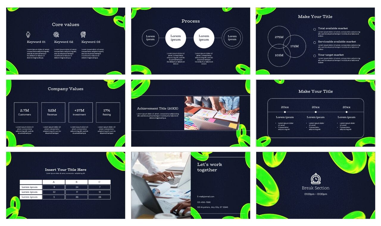 Vibrant Neon Rings Free Google Slides Themes PowerPoint Templates