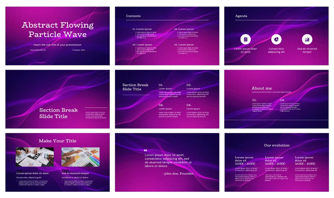 Abstract Flowing Particle Wave Google Slides Themes PowerPoint Templates