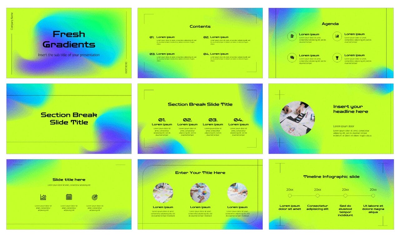 Fresh Gradients Google Slides Themes PowerPoint Templates