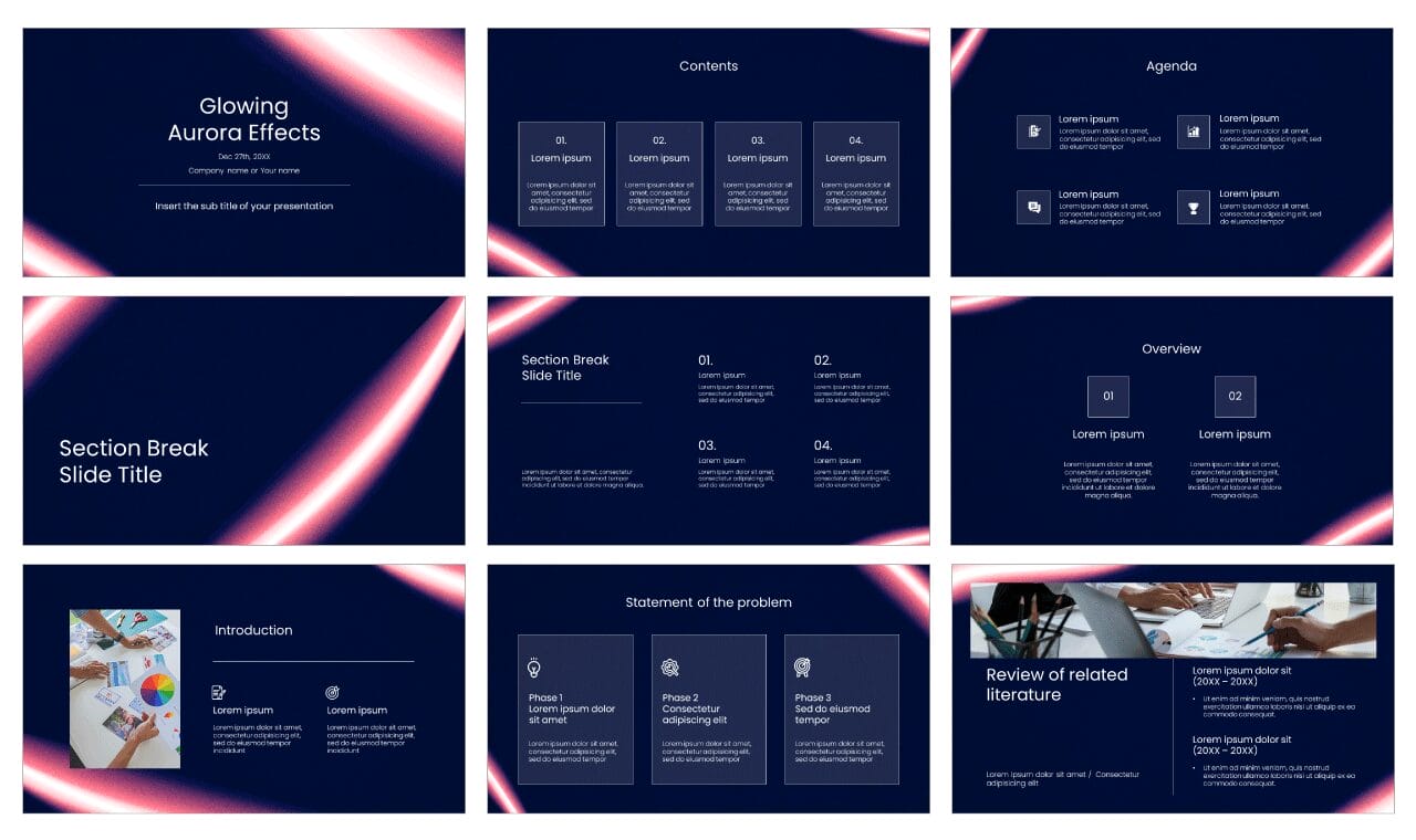 Glowing Aurora Effects Google Slides Themes PowerPoint Templates