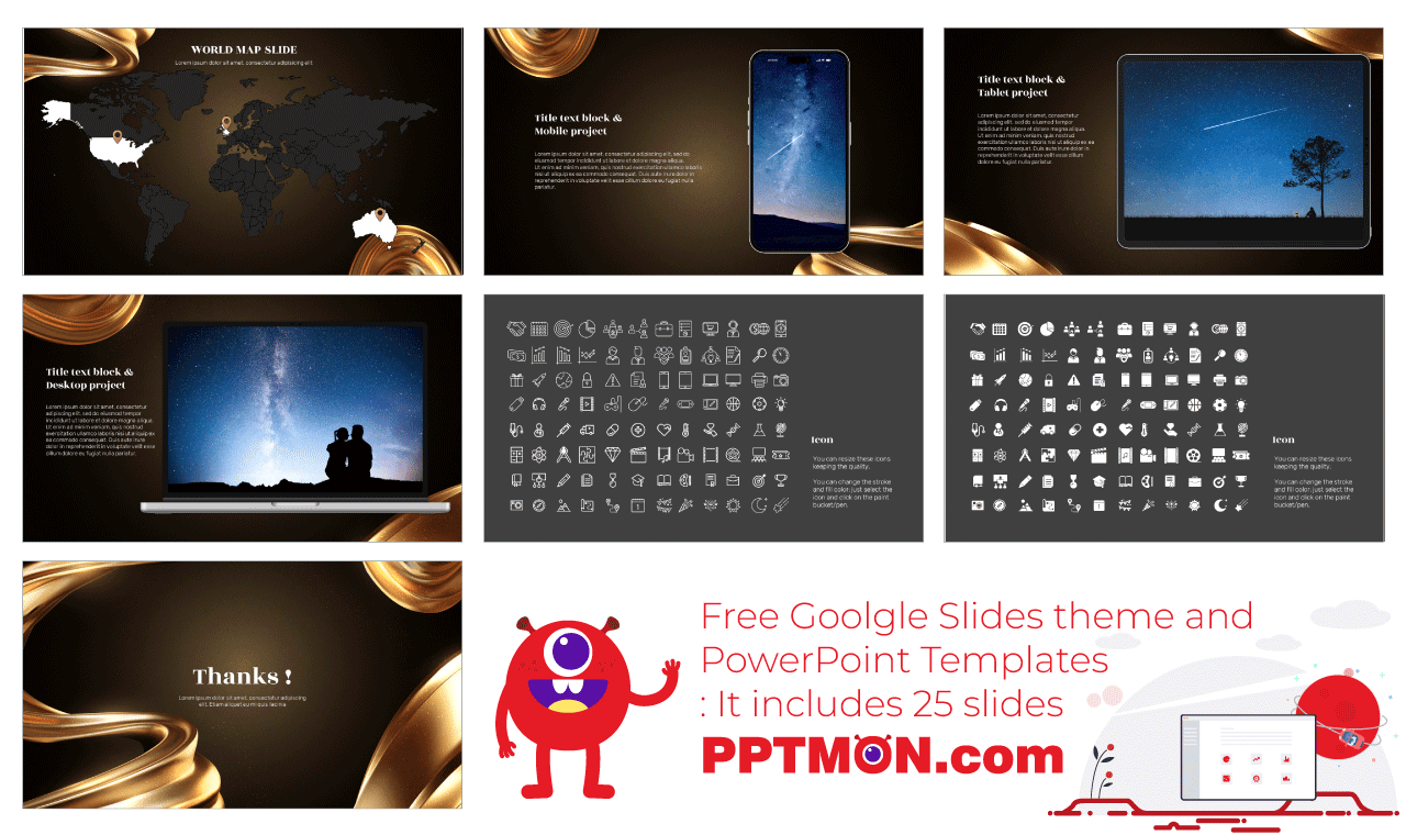 Luxury Black Gold Google Slides Themes PowerPoint Templates