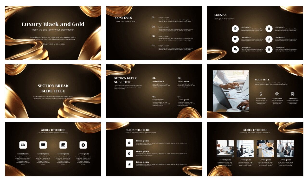 Luxury Black and Gold Google Slides Themes PowerPoint Templates