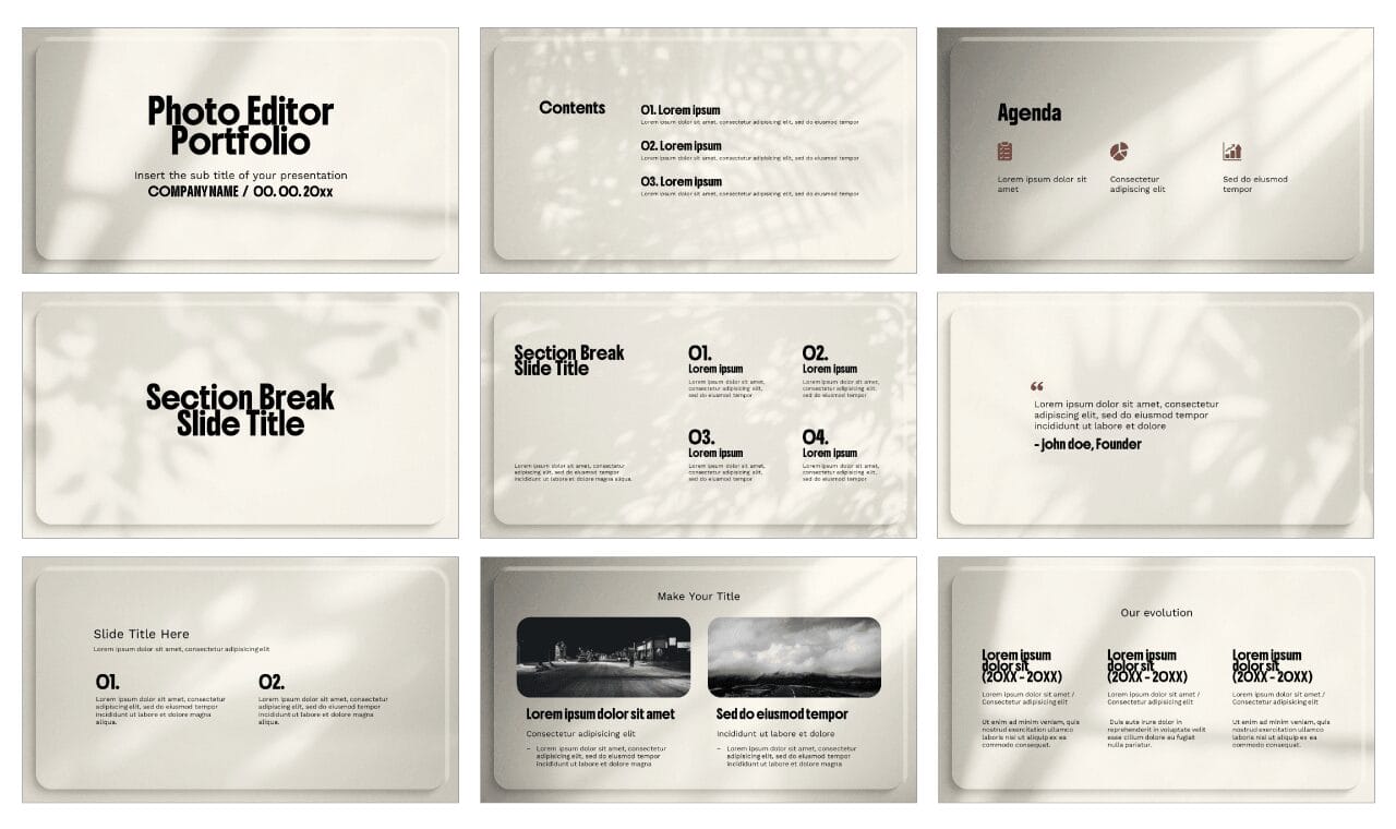Photo Editor Portfolio Google Slides Themes PowerPoint Templates