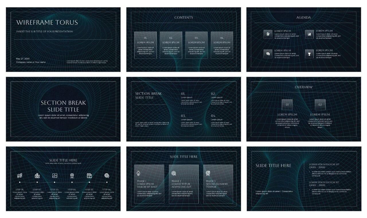 Wireframe Torus Google Slides Themes PowerPoint Templates