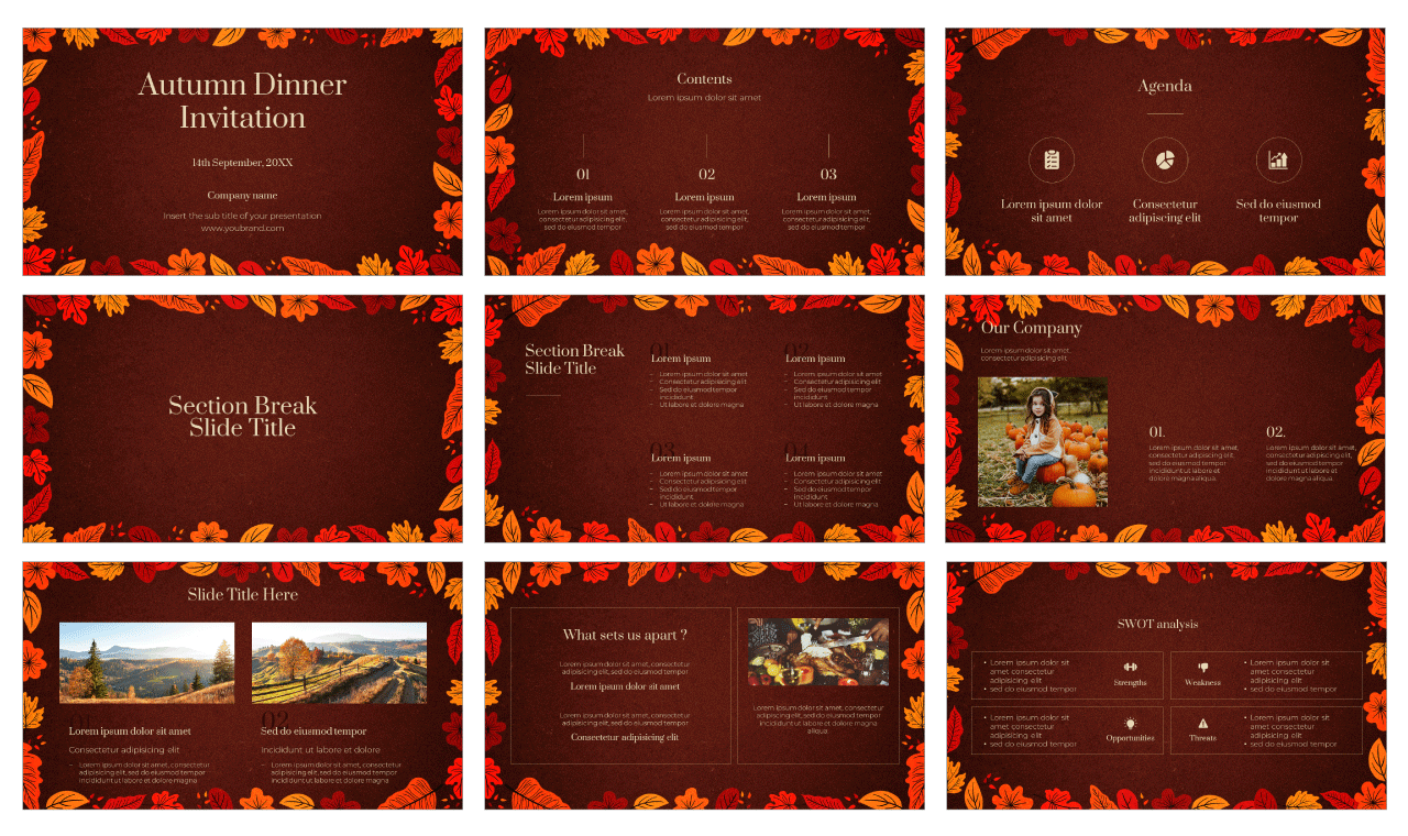 Autumn Dinner Invitation Google Slides Themes PowerPoint Templates